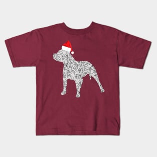 Cool Santa Hat Pitbull Christmas Dog Lover Christmas Gift Kids T-Shirt